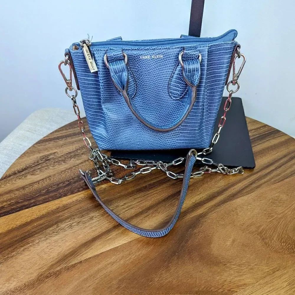 Anne Klein Women's Slate Lizard-Embossed Mini Convertible Satchel - Picture 13 of 14